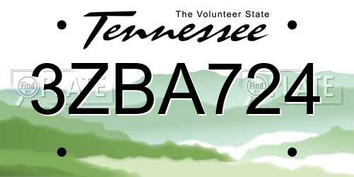 3ZBA724 Tennessee License Plate