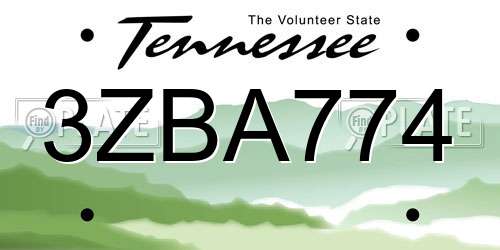 3ZBA774 Tennessee License Plate