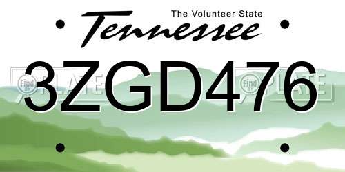3ZGD476 Tennessee License Plate