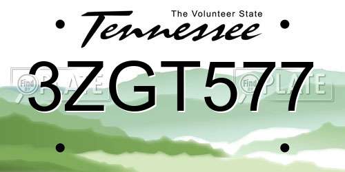 3ZGT577 Tennessee License Plate