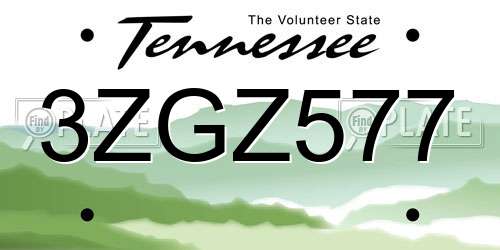 3ZGZ577 Tennessee License Plate