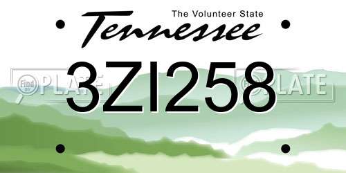 3ZI258 Tennessee License Plate