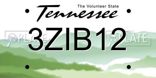 3ZIB12 Tennessee License Plate