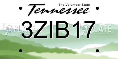3ZIB17 Tennessee License Plate