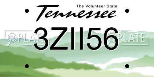 3ZII56 Tennessee License Plate