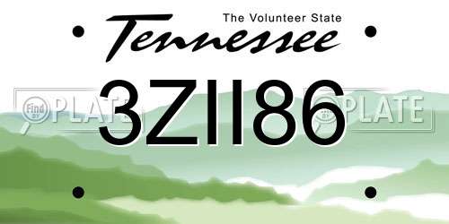 3ZII86 Tennessee License Plate