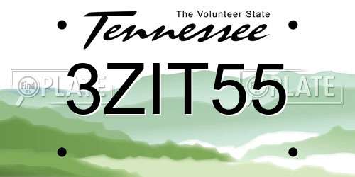 3ZIT55 Tennessee License Plate