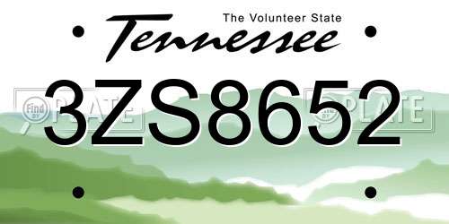 3ZS8652 Tennessee License Plate