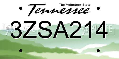 3ZSA214 Tennessee License Plate