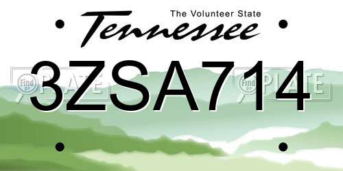 3ZSA714 Tennessee License Plate