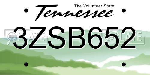 3ZSB652 Tennessee License Plate