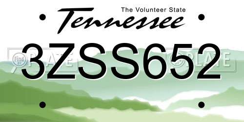 3ZSS652 Tennessee License Plate