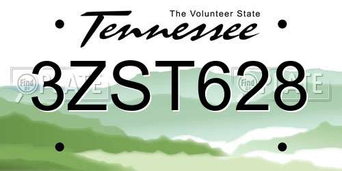 3ZST628 Tennessee License Plate