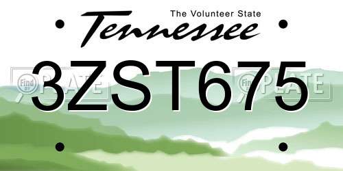 3ZST675 Tennessee License Plate