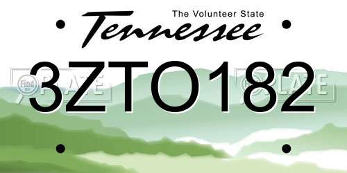 3ZTO182 Tennessee License Plate