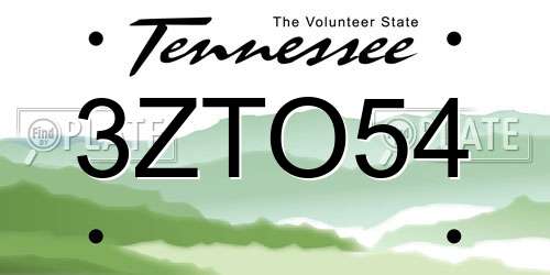3ZTO54 Tennessee License Plate