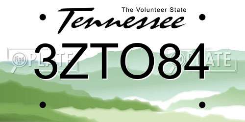 3ZTO84 Tennessee License Plate