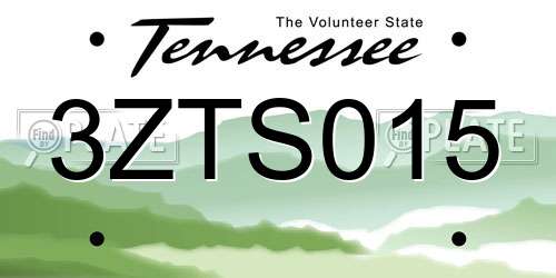 3ZTS015 Tennessee License Plate
