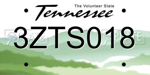 3ZTS018 Tennessee License Plate