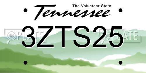 3ZTS25 Tennessee License Plate