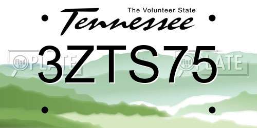 3ZTS75 Tennessee License Plate