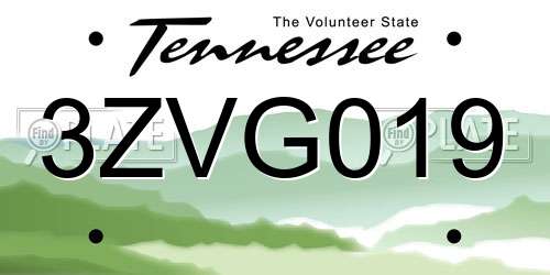 3ZVG019 Tennessee License Plate