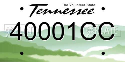40001CC Tennessee License Plate