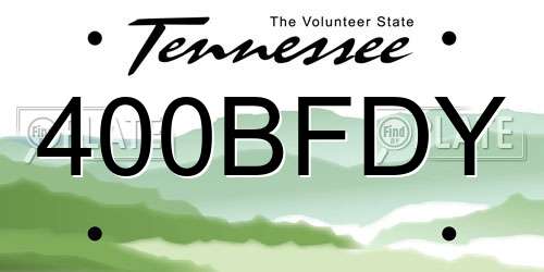 400BFDY Tennessee License Plate