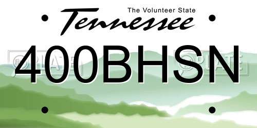400BHSN Tennessee License Plate
