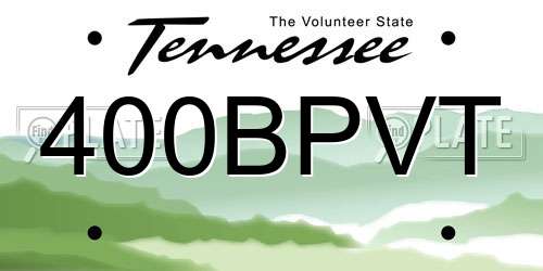 400BPVT Tennessee License Plate