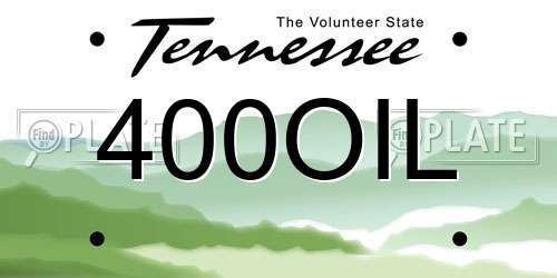 400OIL Tennessee License Plate