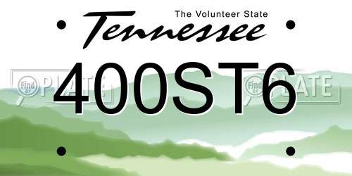 400ST6 Tennessee License Plate