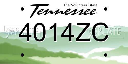 4014ZC Tennessee License Plate