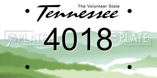 4018 Tennessee License Plate