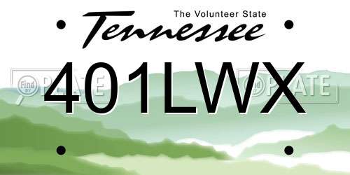 401LWX Tennessee License Plate