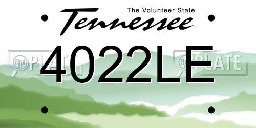 4022LE Tennessee License Plate