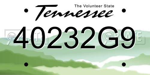 40232G9 Tennessee License Plate