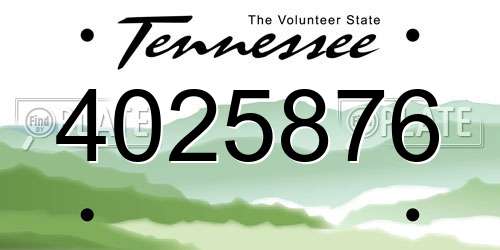 4025876 Tennessee License Plate