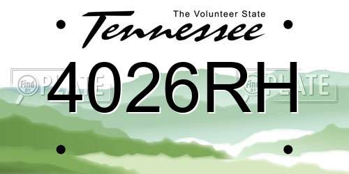 4026RH Tennessee License Plate