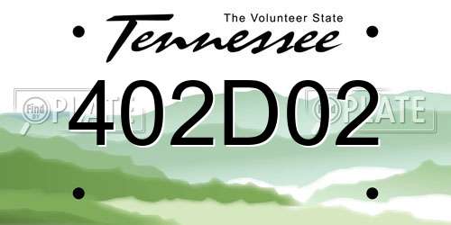 402D02 Tennessee License Plate