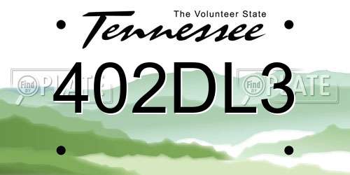402DL3 Tennessee License Plate