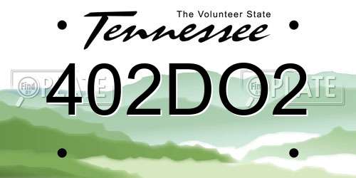 402DO2 Tennessee License Plate