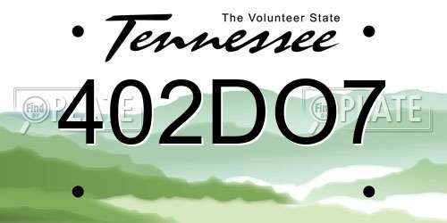 402DO7 Tennessee License Plate