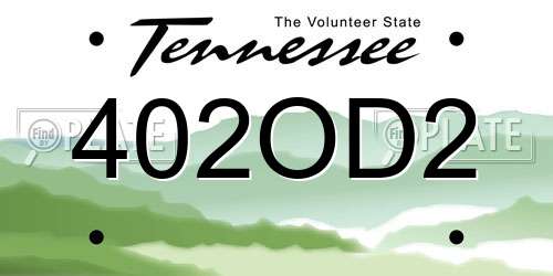 402OD2 Tennessee License Plate
