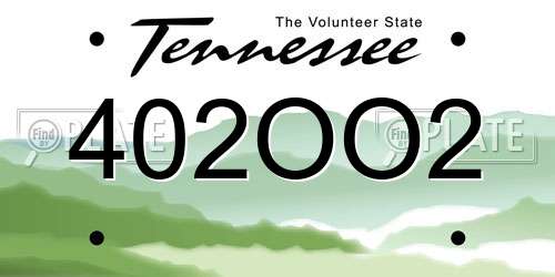402OO2 Tennessee License Plate
