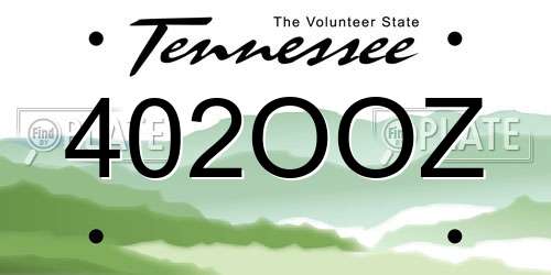402OOZ Tennessee License Plate