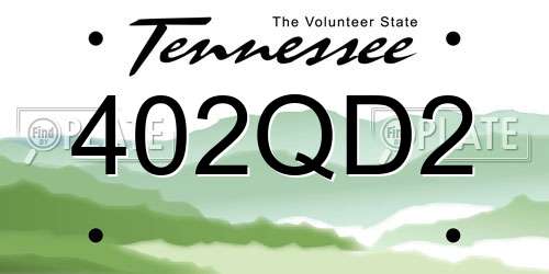 402QD2 Tennessee License Plate