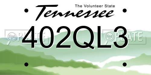402QL3 Tennessee License Plate