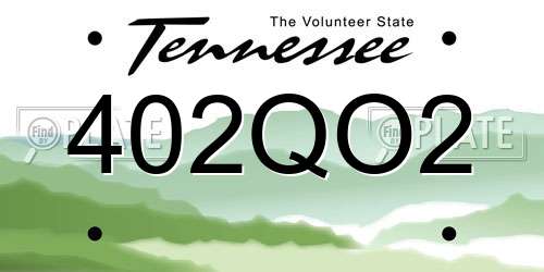 402QO2 Tennessee License Plate