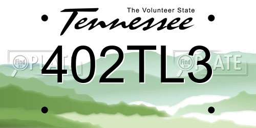 402TL3 Tennessee License Plate